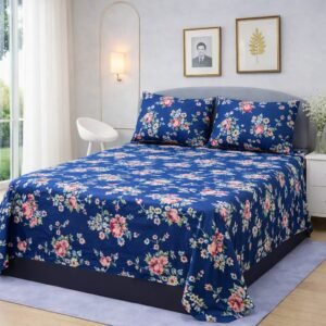 3 Pcs Crystal Cotton King Size Bedsheet Set