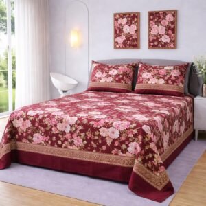 3 Pcs Crystal Cotton King Size Bedsheet Set