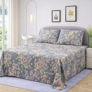 3 Pcs Crystal Cotton King Size Bedsheet Set
