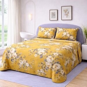 3 Pcs Crystal Cotton King Size Bedsheet Set