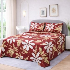 3 Pcs Crystal Cotton King Size Bedsheet Set