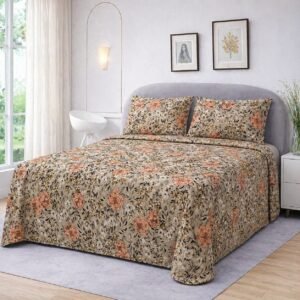 3 Pcs Crystal Cotton King Size Bedsheet Set