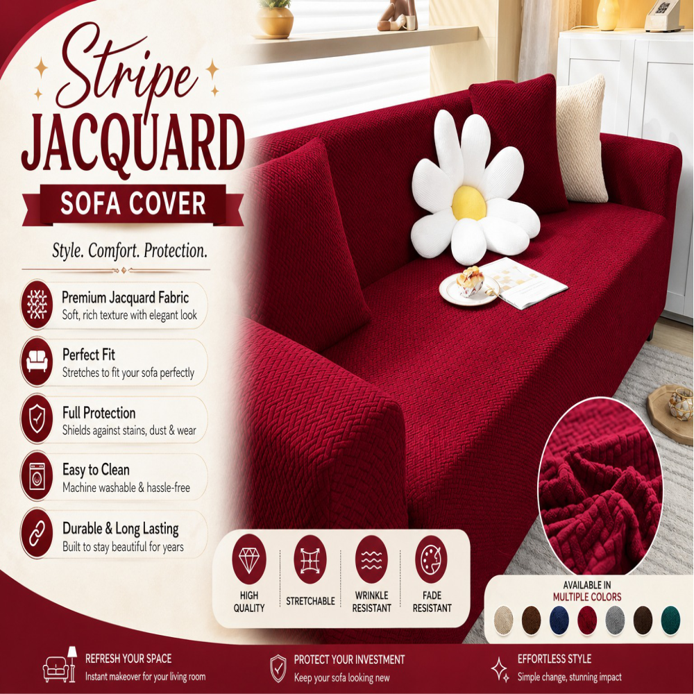 Stripe Jacquard Fitted Sofa Covers